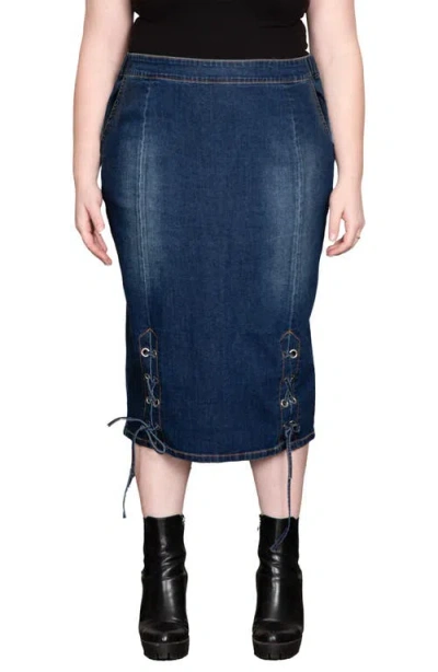 Standards & Practices High Waist Denim Pencil Skirt In Bermuda