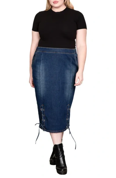 Standards & Practices High Waist Denim Pencil Skirt In Bermuda