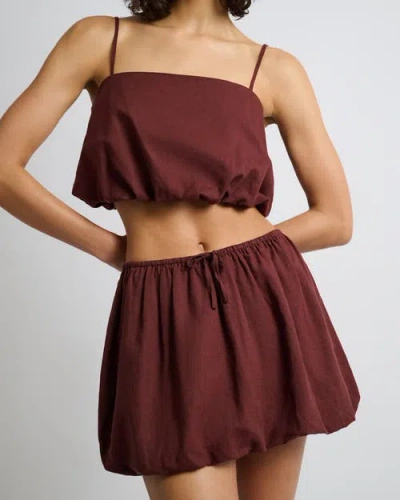 Onia Air Linen Bubble Crop Top In Rum