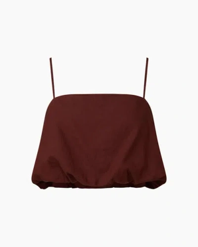 Onia Air Linen Bubble Crop Top In Rum