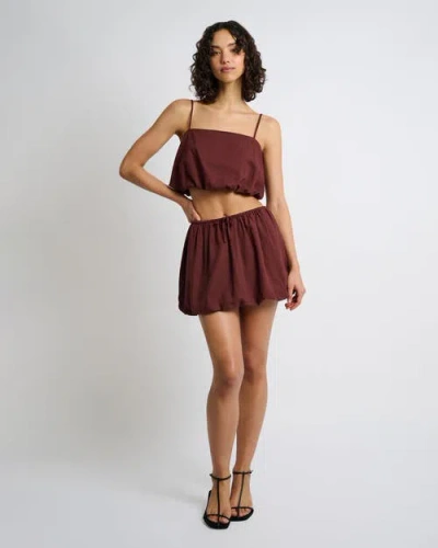 Onia Air Linen Bubble Crop Top In Rum