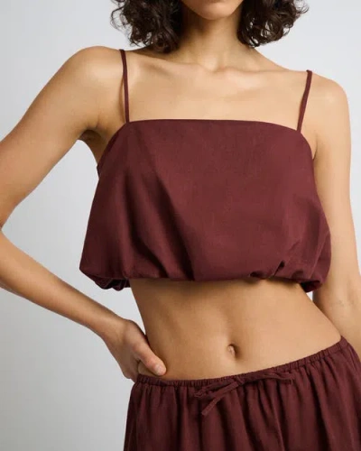 Onia Air Linen Bubble Crop Top In Rum