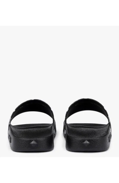 Mcm Monogram Print Rubber Slides In Black
