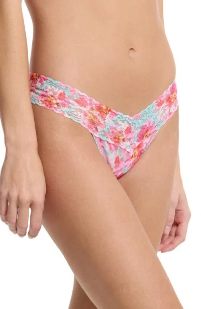 Hanky Panky Underwear Womens Multicolor Signature Lace Printed Thong Buu408 In First Bloom