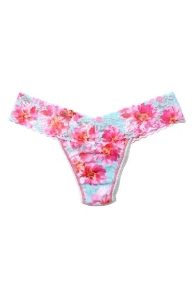 Hanky Panky Underwear Womens Multicolor Signature Lace Printed Thong Buu408 In First Bloom
