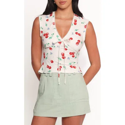 Petal And Pup Petal & Pup Morgan Cherry Print Sleeveless Top In White