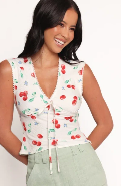 Petal And Pup Petal & Pup Morgan Cherry Print Sleeveless Top In White