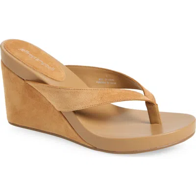 Jeffrey Campbell Liezel Platform Wedge Flip Flop In Natural Suede Combo