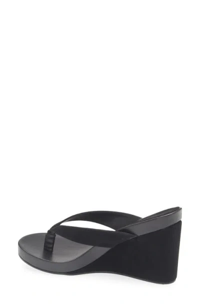 Jeffrey Campbell Liezel Platform Wedge Flip Flop In Black Suede Combo