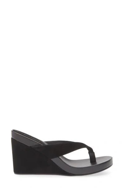 Jeffrey Campbell Liezel Platform Wedge Flip Flop In Black Suede Combo