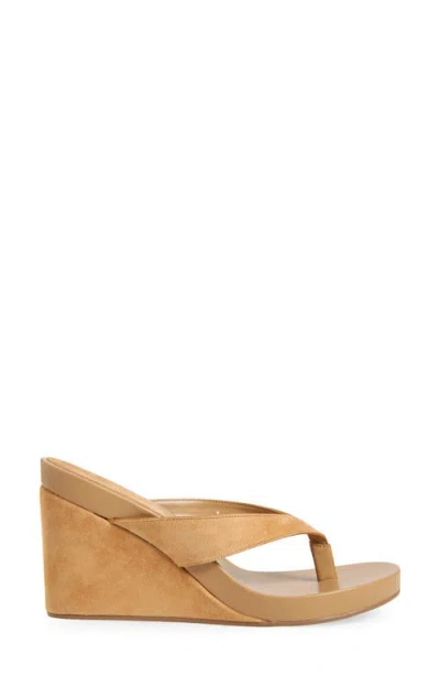 Jeffrey Campbell Liezel Platform Wedge Flip Flop In Natural Suede Combo