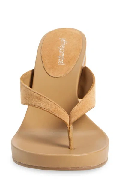 Jeffrey Campbell Liezel Platform Wedge Flip Flop In Natural Suede Combo
