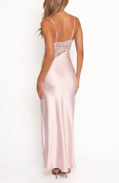 Petal And Pup Petal & Pup Milla Sheer Lace Inset Satin Maxi Dress In Pink