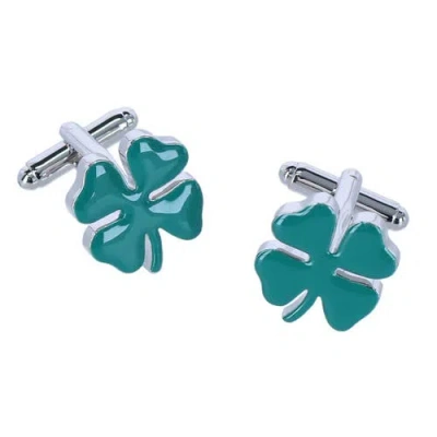 Trafalgar Shay Shamrock Novelty Cufflinks And Lapel Pin Set In Green