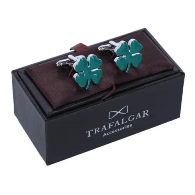 Trafalgar Shay Shamrock Novelty Cufflinks And Lapel Pin Set In Green