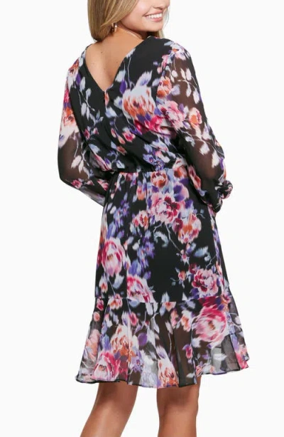 Guess Seda Floral Print Long Sleeve Dress In Secret Admirer Print