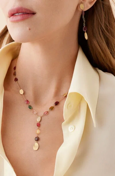 Marco Bicego 18k Yellow Gold Lunaria Tourmaline Multicolor Tourmaline & Diamond Lariat Necklace, 16.5-18