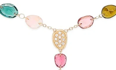 Marco Bicego 18k Yellow Gold Lunaria Tourmaline Multicolor Tourmaline & Diamond Lariat Necklace, 16.5-18
