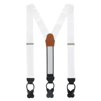 Trafalgar Dutton Solid Color Silk Button End Suspenders In White