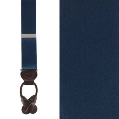 Trafalgar Big & Tall Dutton Solid Colored Silk Button End Suspenders In Navy