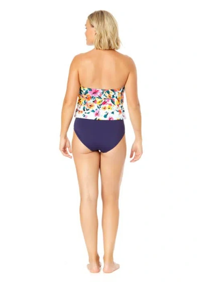 Anne Cole Gradient Floral Strapless Blouson Keyhole One Piece Swimsuit In Gradient Floral
