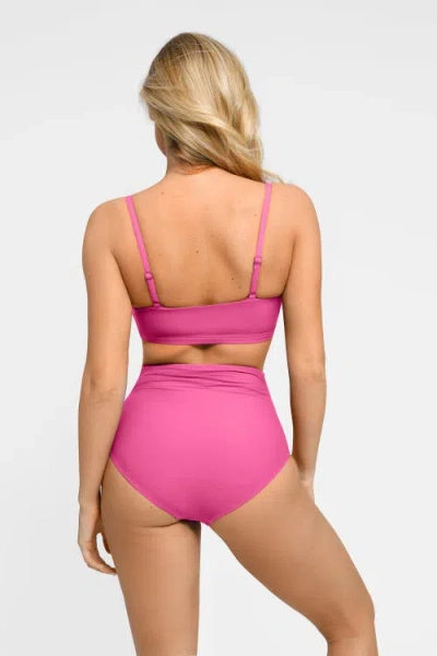 Popilush Shapewear Bust-enhancing Draped Bikini Top In Hot Pink