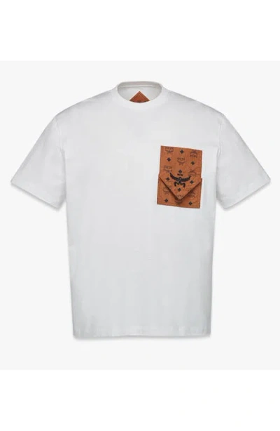 Mcm Interwoven Lettered Pocket T-shirt In White