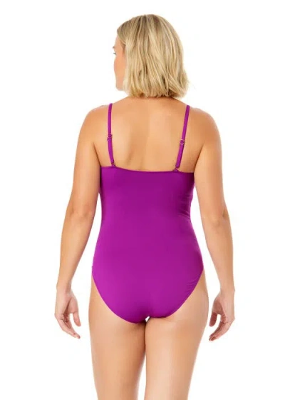 Anne Cole Live In Color Shirred Lingerie Maillot One Piece In Fuchsia