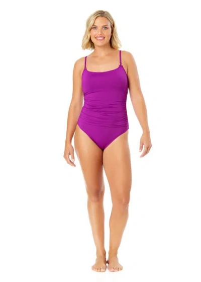Anne Cole Live In Color Shirred Lingerie Maillot One Piece In Fuchsia
