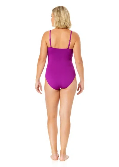 Anne Cole Live In Color Shirred Lingerie Maillot One Piece In Fuchsia