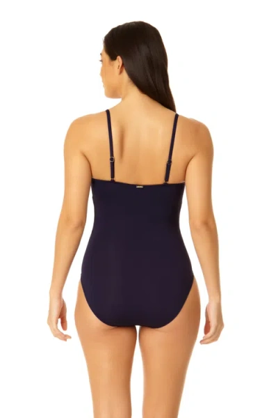 Anne Cole Live In Color Shirred Lingerie Maillot One Piece In Navy