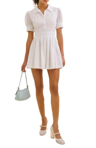 Reformation X Devon Lee Carlson Puff Sleeve Loonette Minidress In White