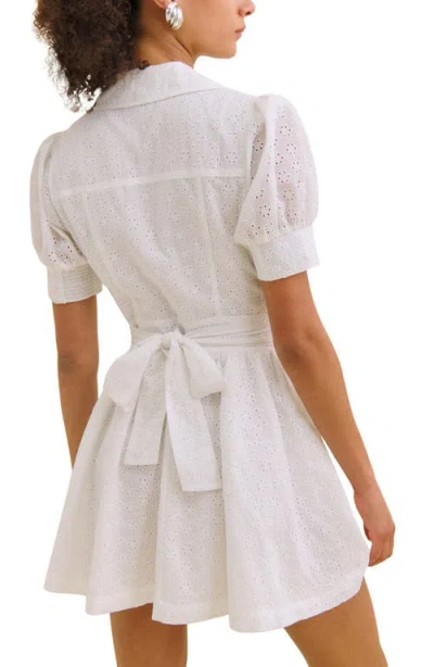 Reformation X Devon Lee Carlson Puff Sleeve Loonette Minidress In White