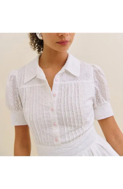 Reformation X Devon Lee Carlson Puff Sleeve Loonette Minidress In White