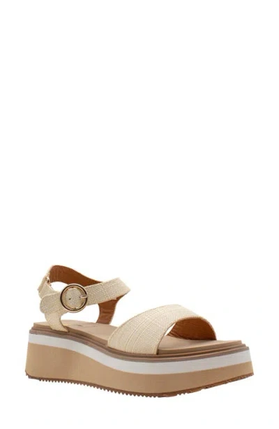 Volatile Porcini Ankle Strap Platform Sandal In Natural Raffia