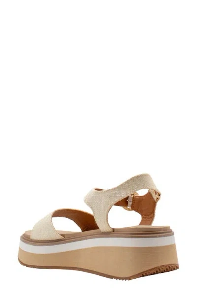 Volatile Porcini Ankle Strap Platform Sandal In Natural Raffia