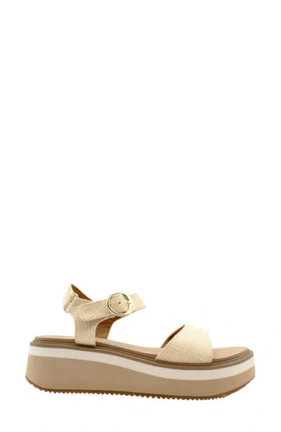 Volatile Porcini Ankle Strap Platform Sandal In Natural Raffia