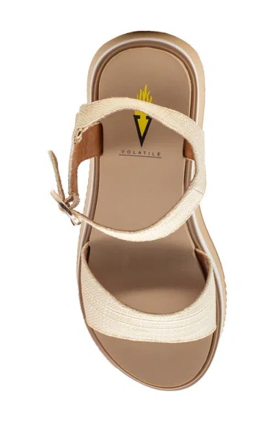 Volatile Porcini Ankle Strap Platform Sandal In Natural Raffia