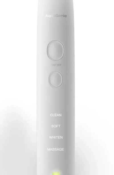 Aquasonic Vibe Series Charcoal Gray Ultrasonic Whitening Toothbrush With 8 Dupont Brush Heads & Trav In Optic White