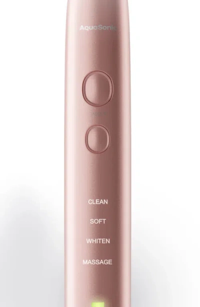 Aquasonic Vibe Series Charcoal Gray Ultrasonic Whitening Toothbrush With 8 Dupont Brush Heads & Trav In Rose Gold
