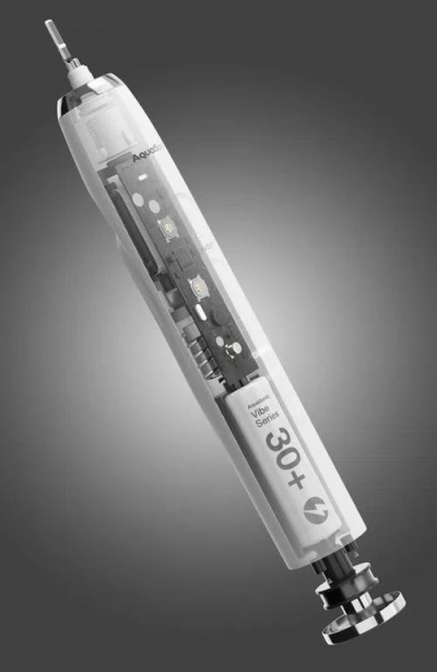 Aquasonic Vibe Series Charcoal Gray Ultrasonic Whitening Toothbrush With 8 Dupont Brush Heads & Trav In Optic White