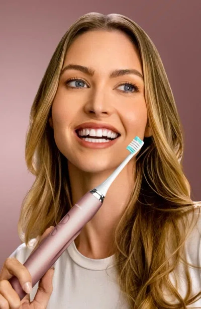 Aquasonic Vibe Series Charcoal Gray Ultrasonic Whitening Toothbrush With 8 Dupont Brush Heads & Trav In Rose Gold
