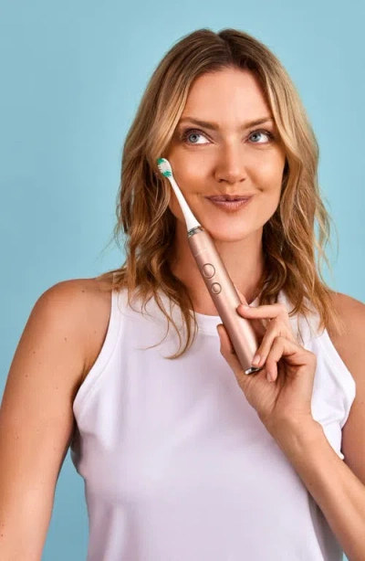 Aquasonic Vibe Series Charcoal Gray Ultrasonic Whitening Toothbrush With 8 Dupont Brush Heads & Trav In Rose Gold