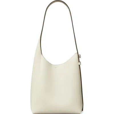Tory Burch Small Romy Pebble Leather Hobo Bag In Light Cream