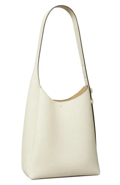 Tory Burch Small Romy Pebble Leather Hobo Bag In Light Cream