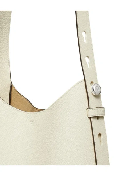 Tory Burch Small Romy Pebble Leather Hobo Bag In Light Cream