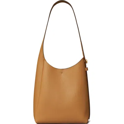 Tory Burch Light Brown Leather Hobo Romy Small Shoulder Bag In Nude