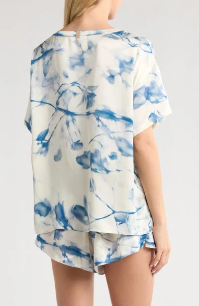 Lunya X Grace Dines Washable Silk Tee Shirt Pj Set Whispered Bloom Large