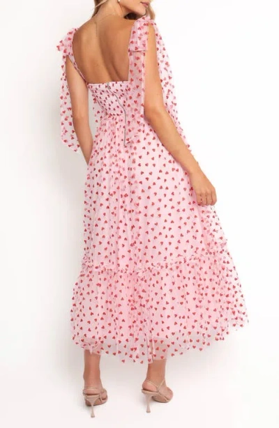 Petal And Pup Petal & Pup Floret Tie Strap Chiffon Overlay Cocktail Midi Dress In Pink