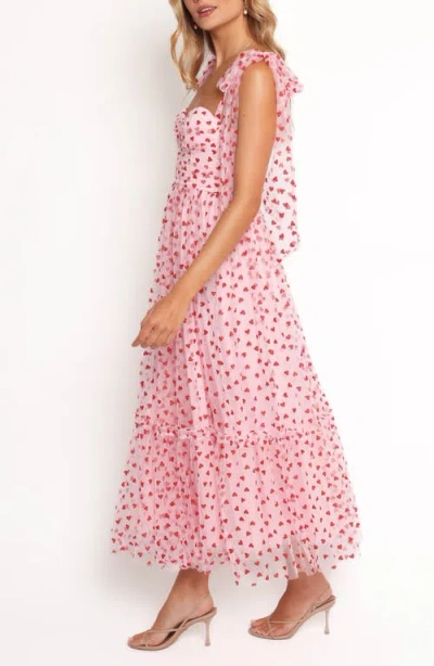 Petal And Pup Petal & Pup Floret Tie Strap Chiffon Overlay Cocktail Midi Dress In Pink